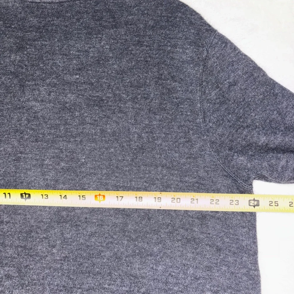 Polo Ralph Lauren Men L Gray 100% Cotton 1/4 Zip Pullover Sweater Turquoise Pony